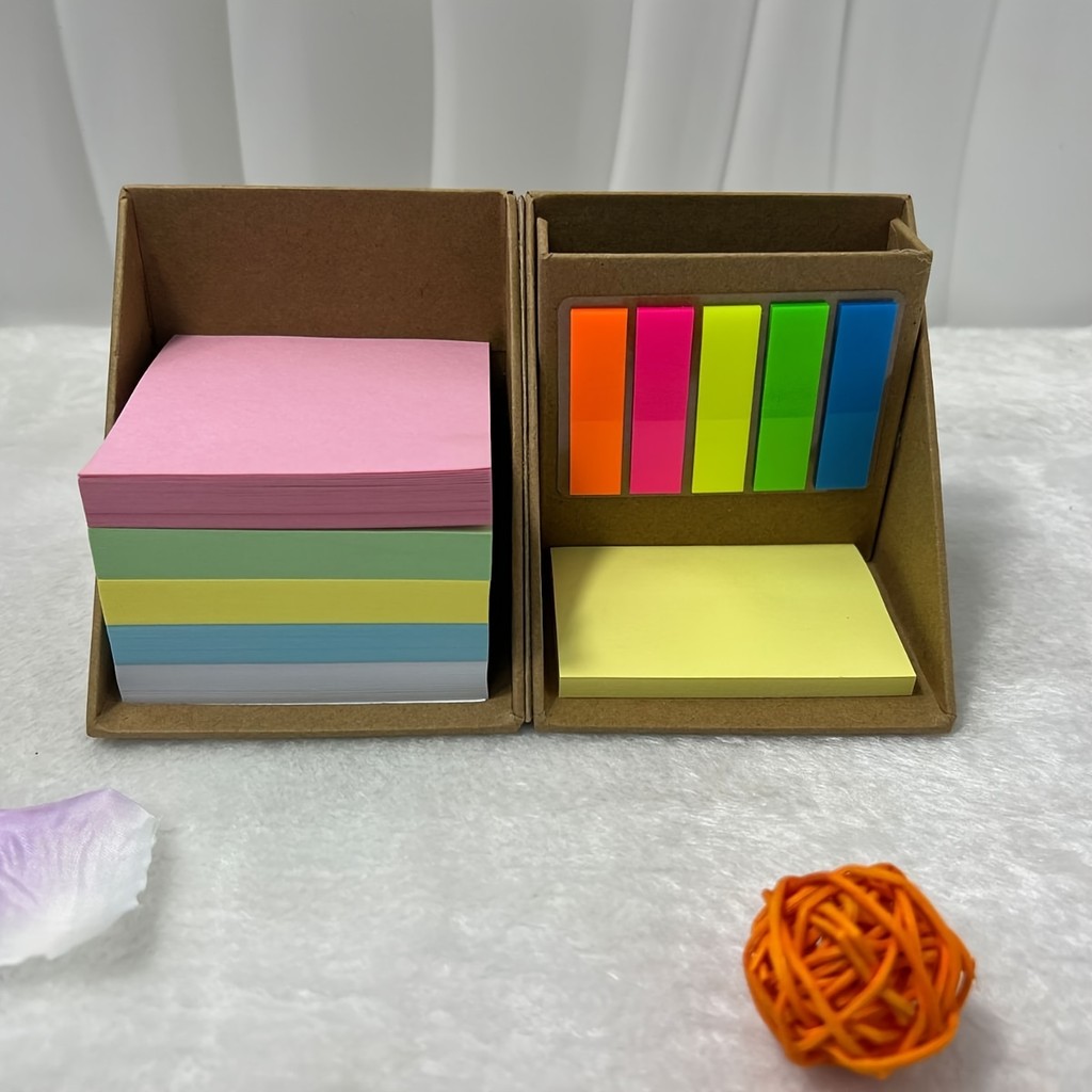 

1 Box of 100 Creative Sticky Notes, Multifunctional Folding Note Box, Combined Note Pad