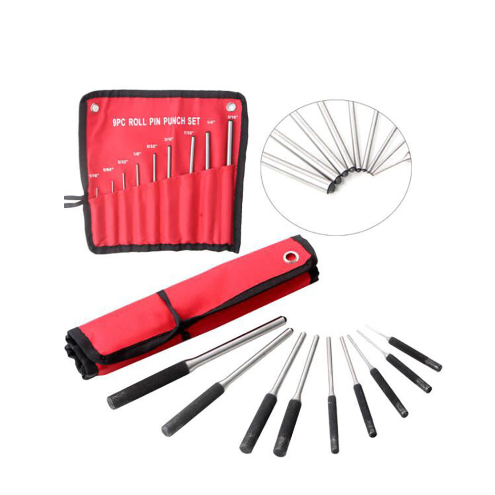 

9-Piece Roll Pin Punch Set Roll Pin Punch Tool Kit Gunsmithing Removing Repair Tool Standard Steel for Automotive Watch