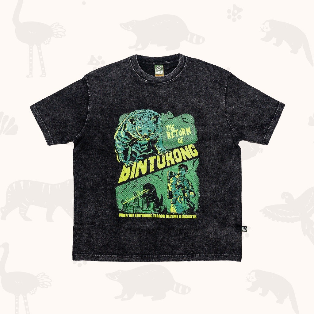 [NEW] SATO ‘BINTURONG BUSTER’ OVERSIZED WASHED BLACK - DEWASA