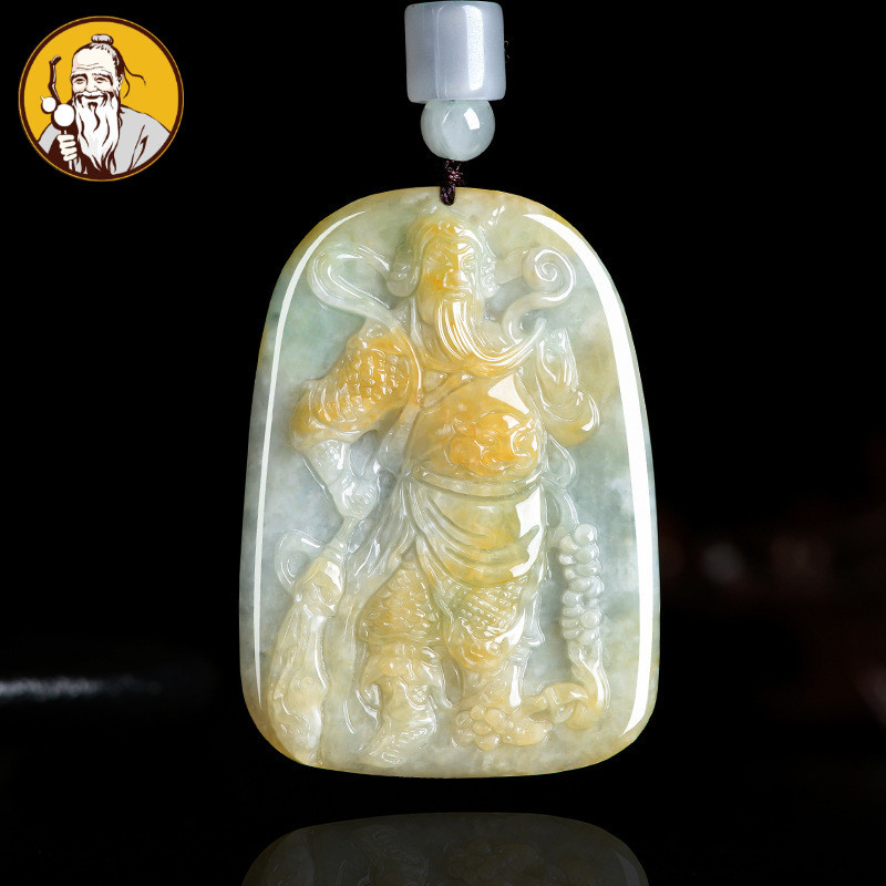 (Dengan Sertifikat)Natural barang jadeite dewa bela diri guangong liontin giok liontin berliontin ke