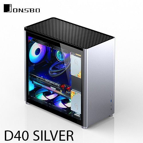 JONSBO D40 - mATX, ATX Tempered Glass PC Case - Silver