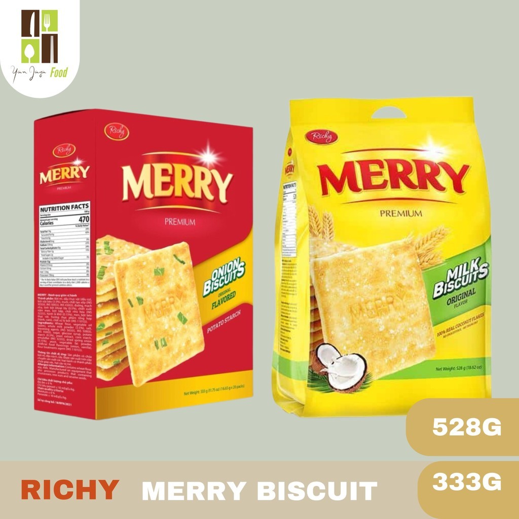 

Richy Merry Biscuit / Biskuit / Onion / Milk Coconut / Snack / Cemilan / Kue / Import Vietnam Naraya Kemasan 333g/528g