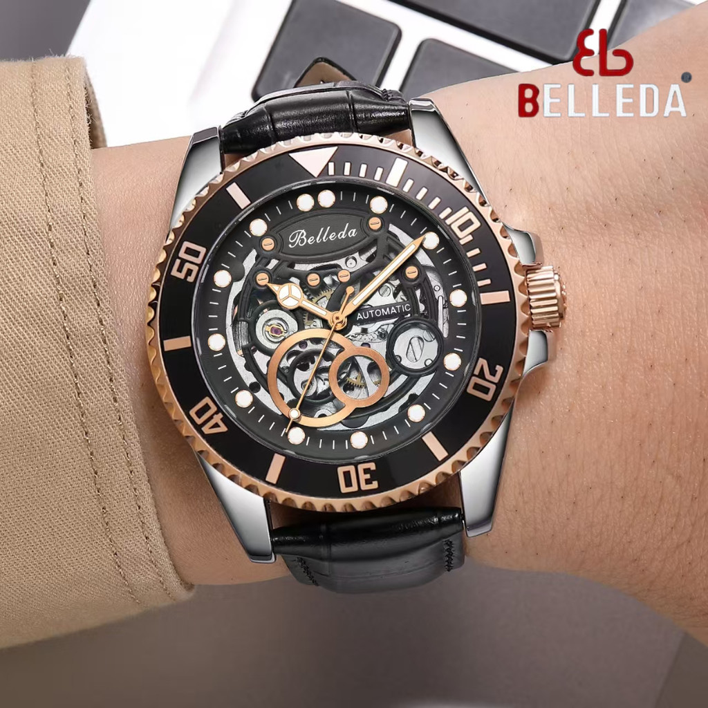 SALLE Jam Tangan Pria Belleda 9479 Automatic Strap Leather Anti Air Luxury Watches Original