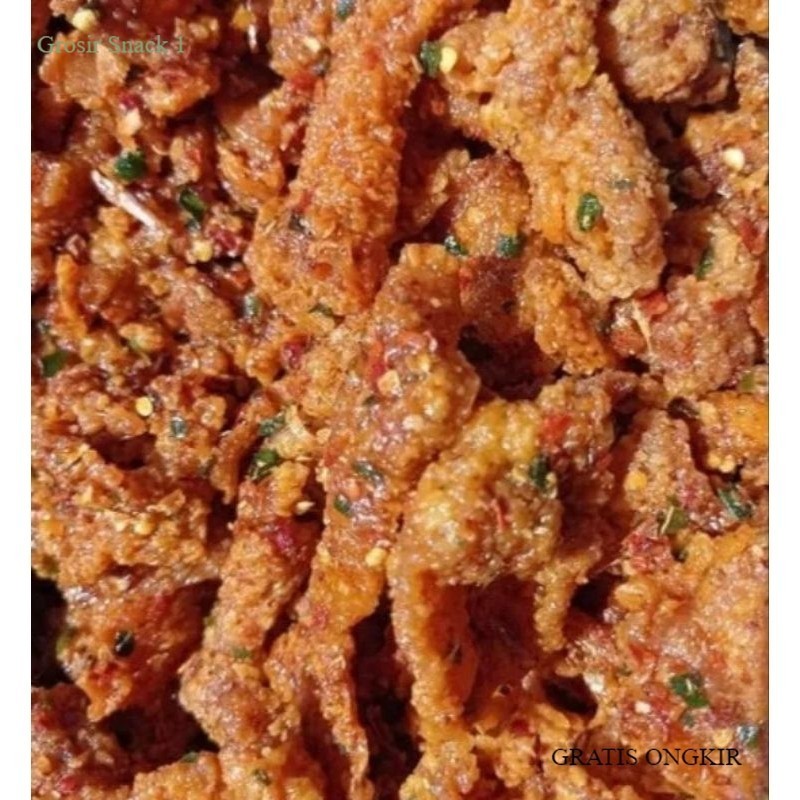

keripik kulit ayam / kripik kulit ayam / keripik kulit ayam pedas daun jeruk / keripik kulit ayam pedas 100gram