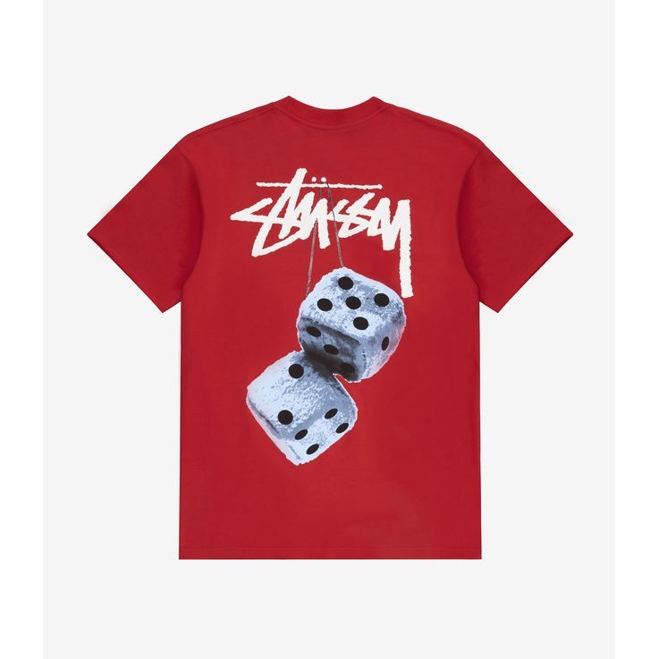 Kaos Oversize STUSSY Fuzzy Dice Red Tshirt - ORI - S