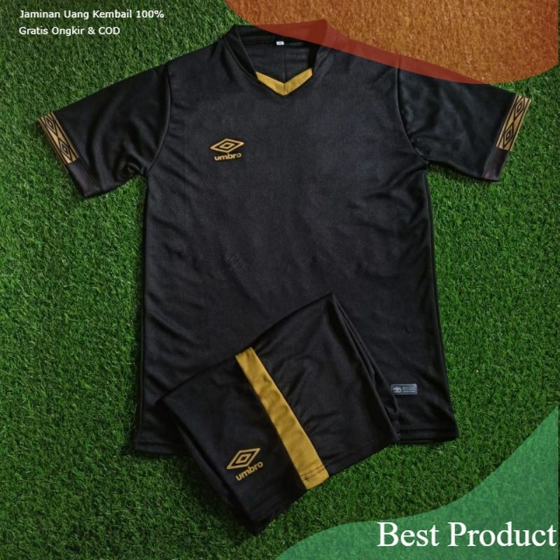 jersey setelan sepak bola dan futsal simple UMBR/ HITAM PUTIH KUNING