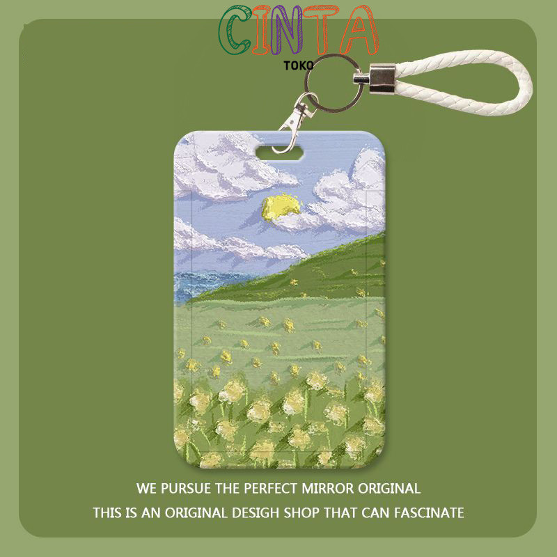 

ins fresh oil painting student canteen meal card badge card holder campus card bus Yangchengtong subway access control work