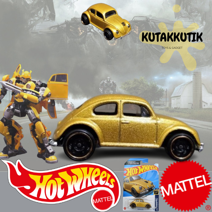 Hot Wheels Mobil VW Kodok Beetle Transformer Bumblebee Kuning Emas Lot Q 2024 HW Screen Time