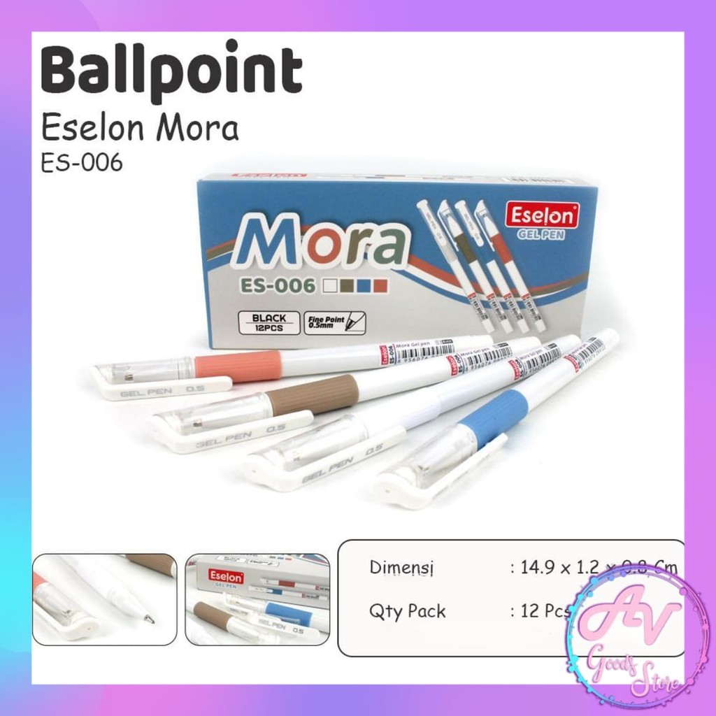 

Ballpoint Gel 0.5mm Mora ES006 (12pcs) / 1Lusin Pulpen Gel Office Murah