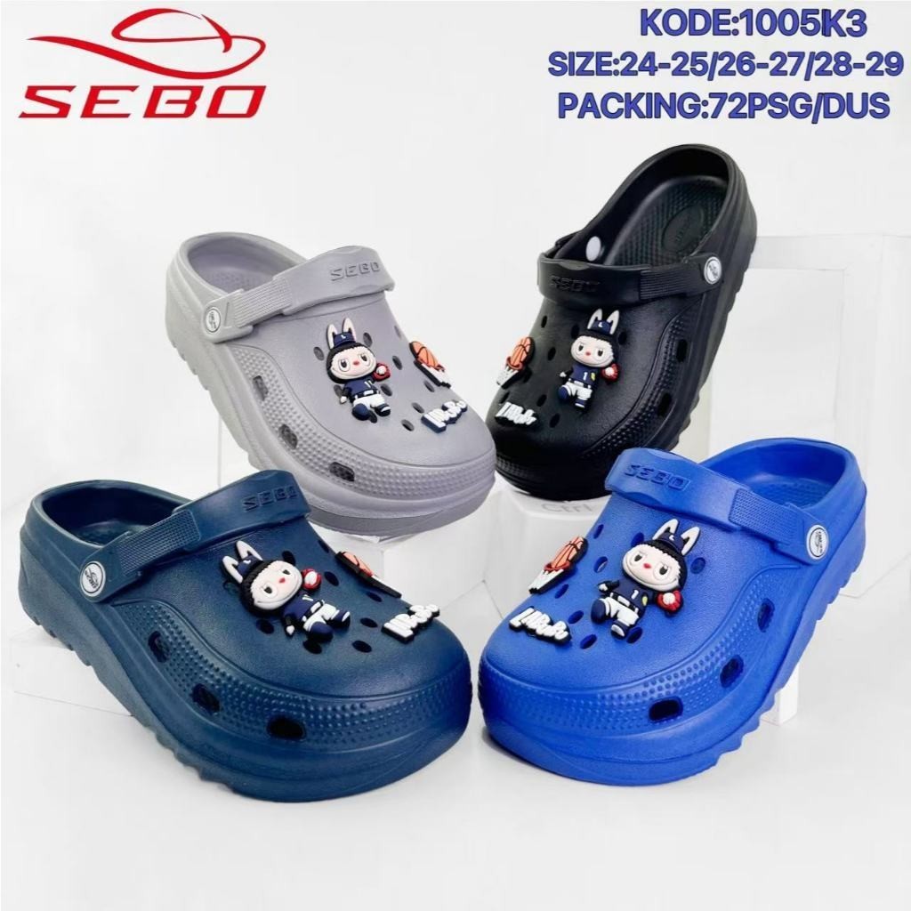 Sandal Baim Anak LABUBU Popmart Laki Laki Sandal Kodok Anak Classic Bae Clog Jibbitz LABUBU SEBO 100