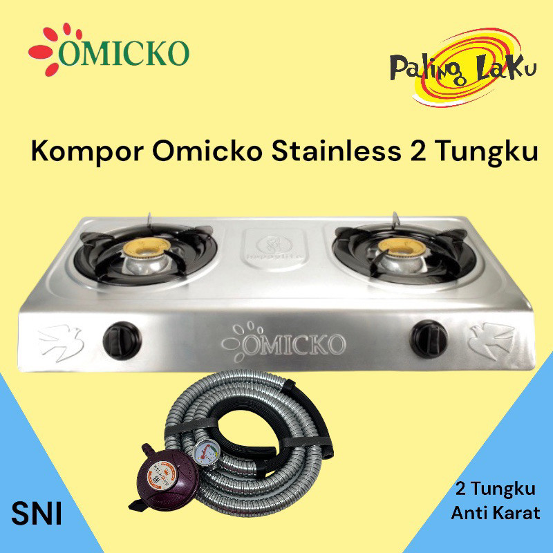 GH63ES Kompor Omicko 2 Tungku Stainless KM 202 - Anti karat