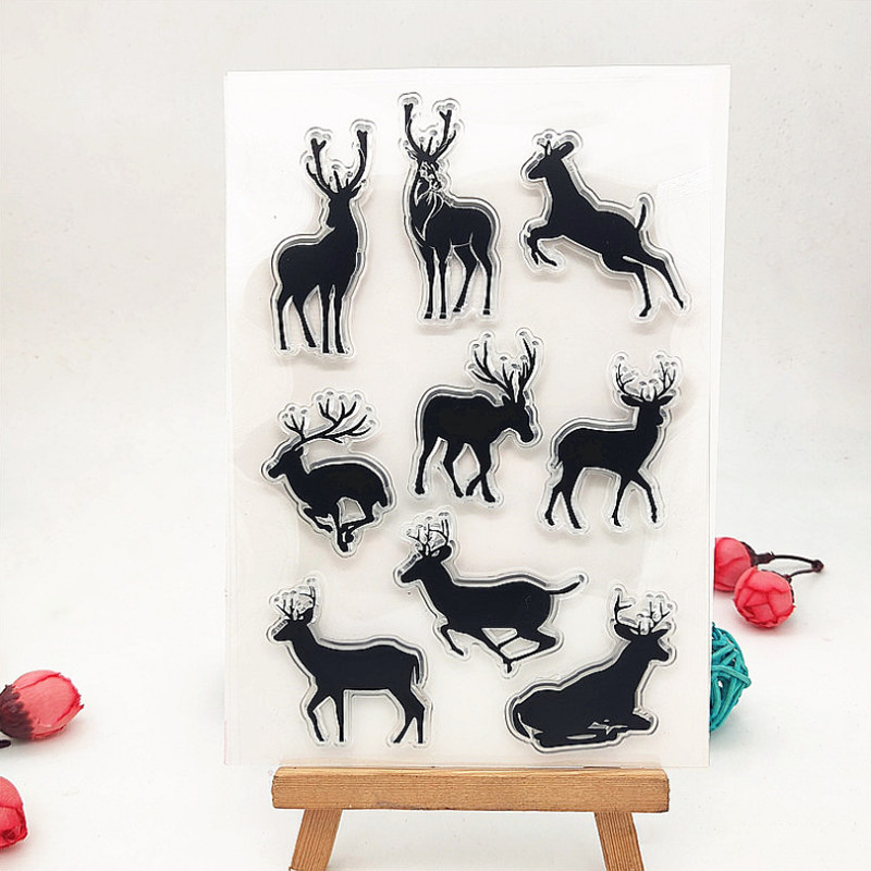 

11*16cm Sika Deer Transparent Silicone Finished Stamp DIY Scrapbooking Journal Rubber Coloring Embossed Stencils Decora Reusable