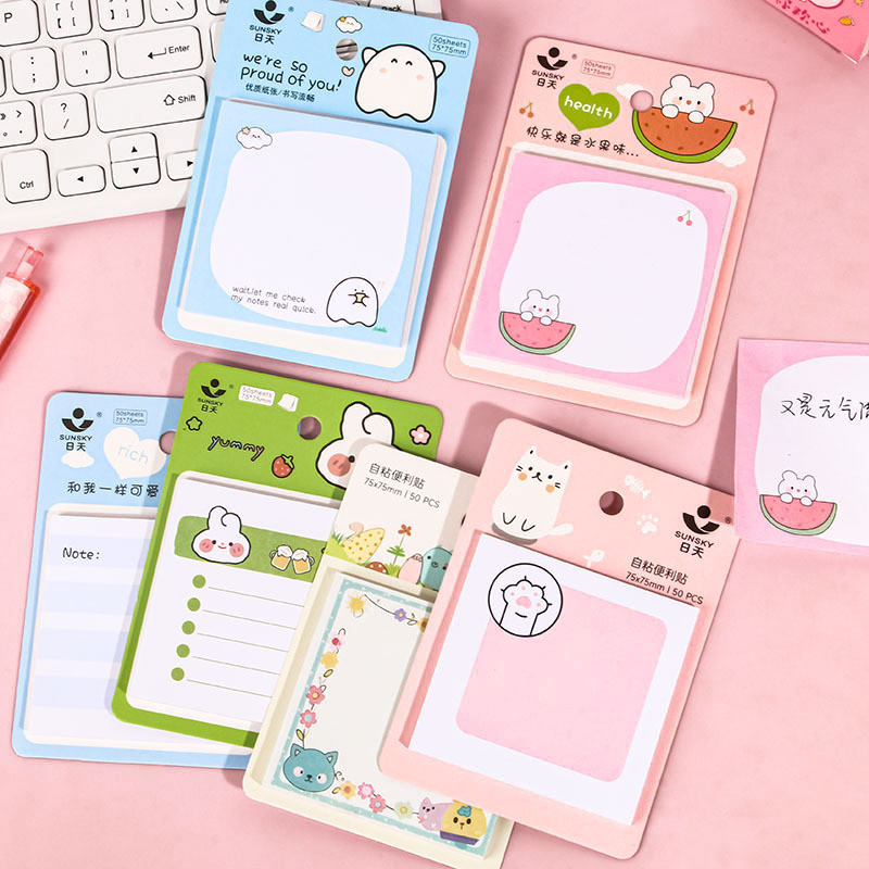 

❀SS❀ STICKY NOTES / MEMO PAD PERSEGI DENGAN BERBAGAI GAMBAR ANIMASI KARTUN AESTHETIC ISI 50 LEMBAR