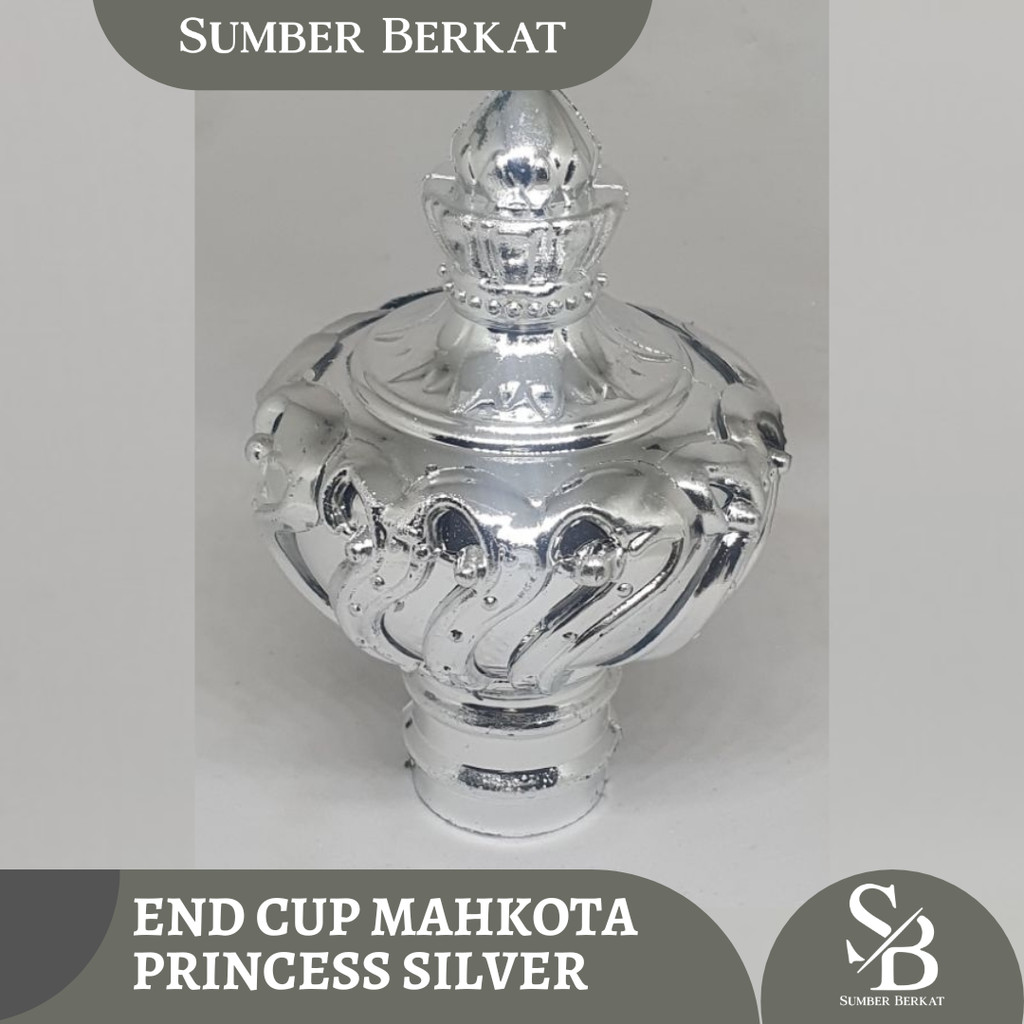 END CUP MAHKOTA PRINCESS SILVER - End Cup Gorden Tutup Tiang Gordyn Rel Hordeng Endcup Mahkota Princ