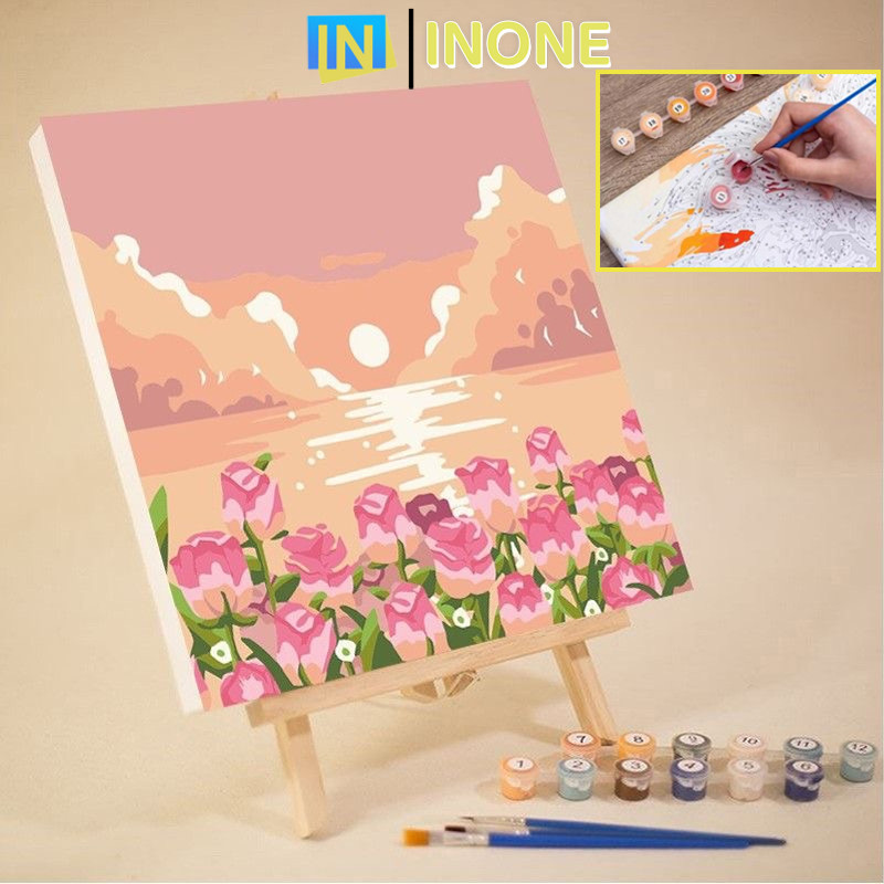 

INONE - DIY 20x20cm Paint Kit Lukisan Kanvas DIY Digital Digital Painting Kit Kanvas Painting Dengan Kayu Frame Wall Decoration