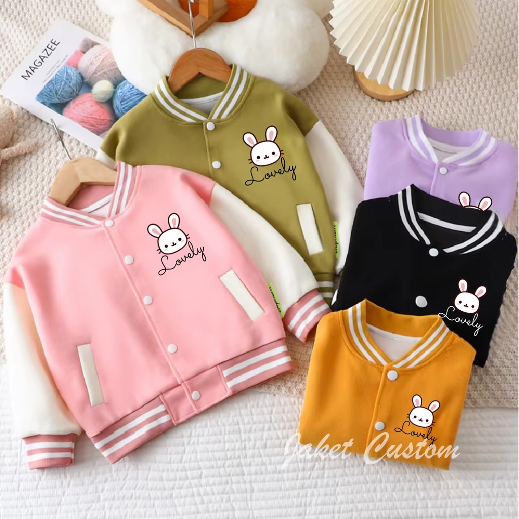 Jaket Varsity Baseball Anak Remaja Perempuan Laki Laki 2-13 18 Tahun Karakter Lucu Terbaru Tebal