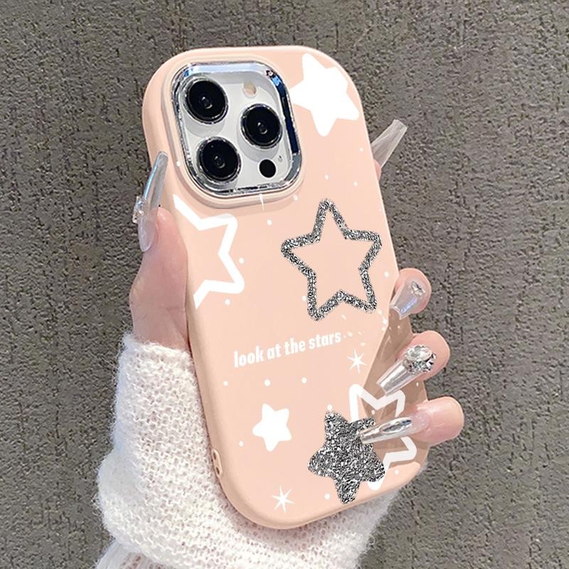 Casing Hp For Samsung A32 5G A34 M32 Oval Plating Lens Simple Bintang Silicone Case