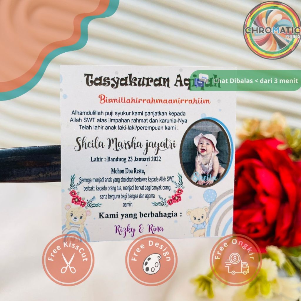

chromatic 2-4 Stiker Tasyakuran Aqiqah Bayi Sticker Syukuran Aqiqah Acara Aqiqah Anak Kotak Uk.Kecil