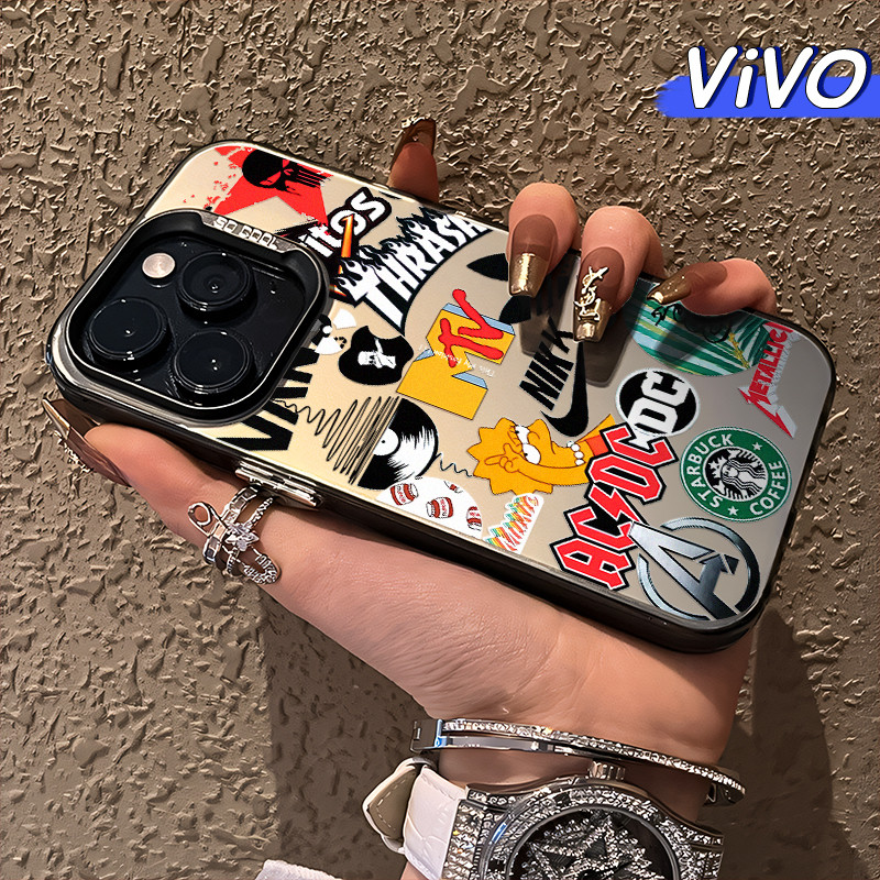 Keren Tag Glossy Hologram PC Case VIVO Y17s Y12 Y12S Y15s Y21 Y03 Y16 Y22 Y18 Y02 Y17 Y27s Y30 Y91 Y