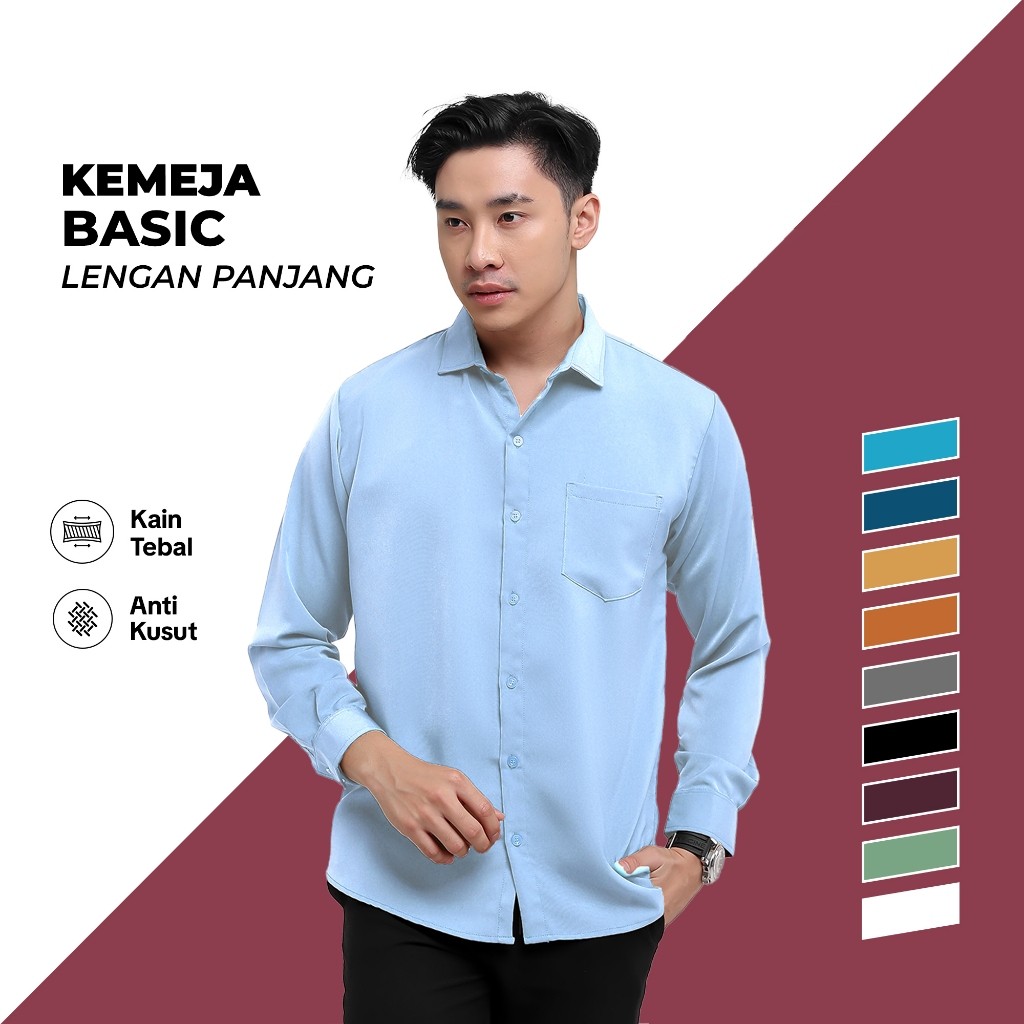 BROGUY Kemeja Basic Lengan Panjang Unisex Terlaris