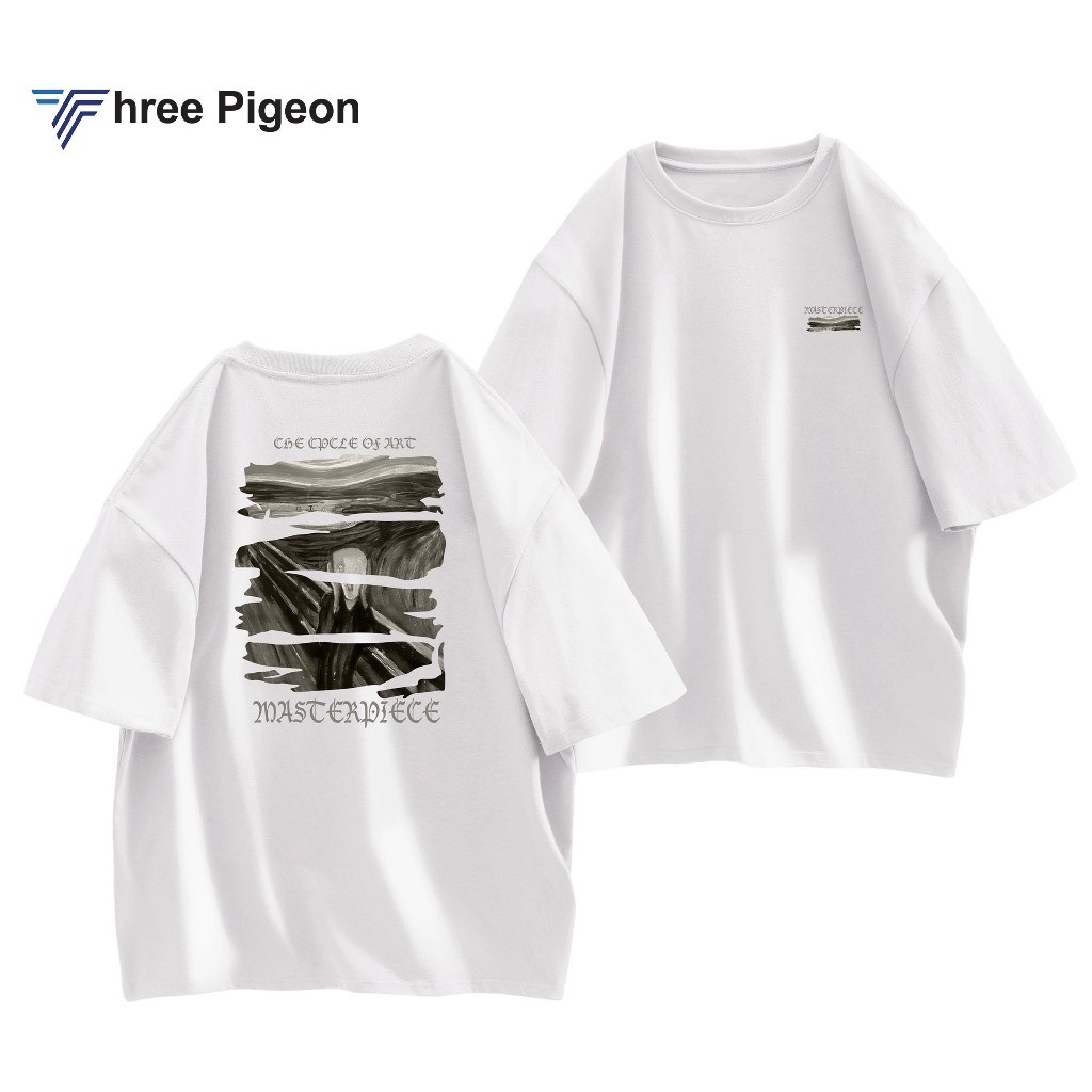 Three Pigeon T-Shirt - Masterpiece The Scream Edvard Munch Kaos Unisex Pria Wanita Terlaris