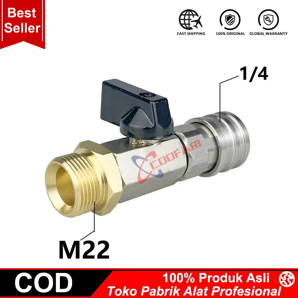 Ball Valve Quick Coupling Selang Jet Cleaner Ukuran M22*14