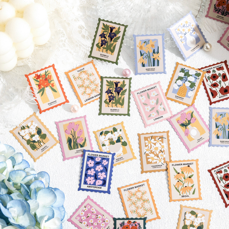 

46 pcs/box Flower post office series Plants and flowers stickers DIY decorative paper Supplies Scrapbooking Material Diary Album