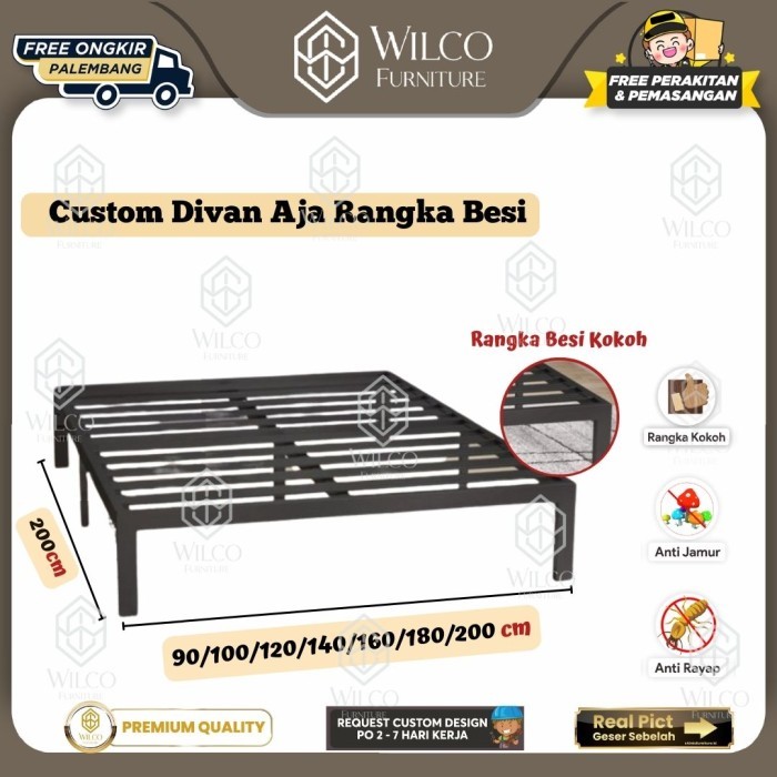 Custom Divan Aja Rangka Besi | Ranjang Besi Custom Palembang | Divan Besi Minimalis Custom - 100x200