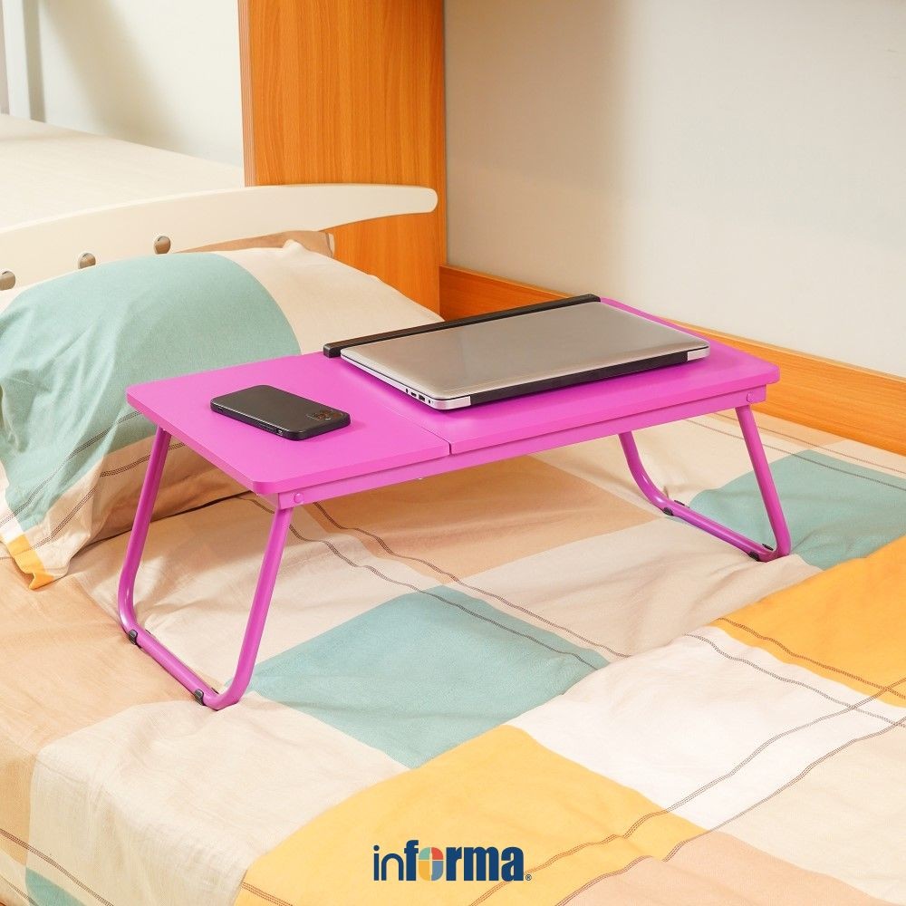 Informa Oxy Meja Laptop Lipat Anak - Pink Folding Table Foldable Study Desk Mini Serbaguna Tatakan L