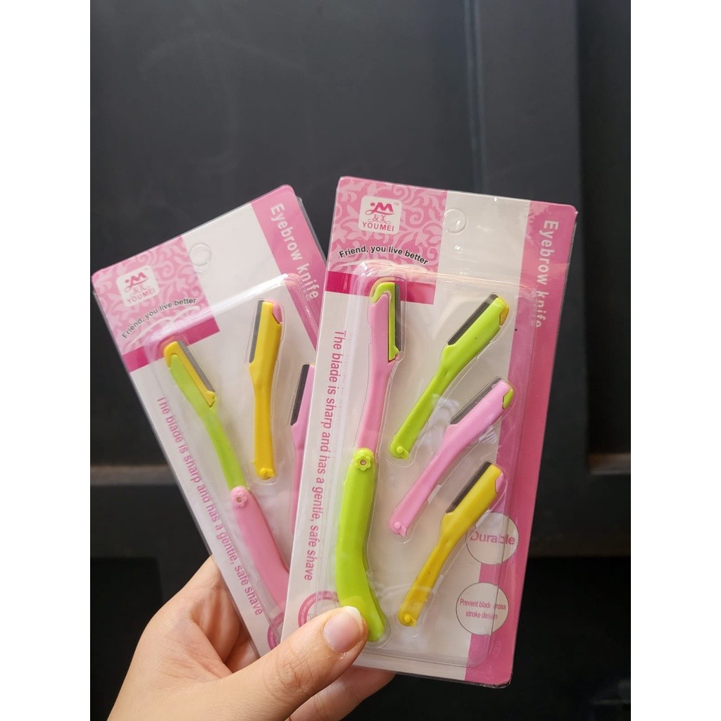 D2121  CUKURAN ALIS LIPAT+REFIL 3PC Eyebrow Razor Set Isi 4Pcs / Pisau Alis  / Cukur / Pencukur / Pe