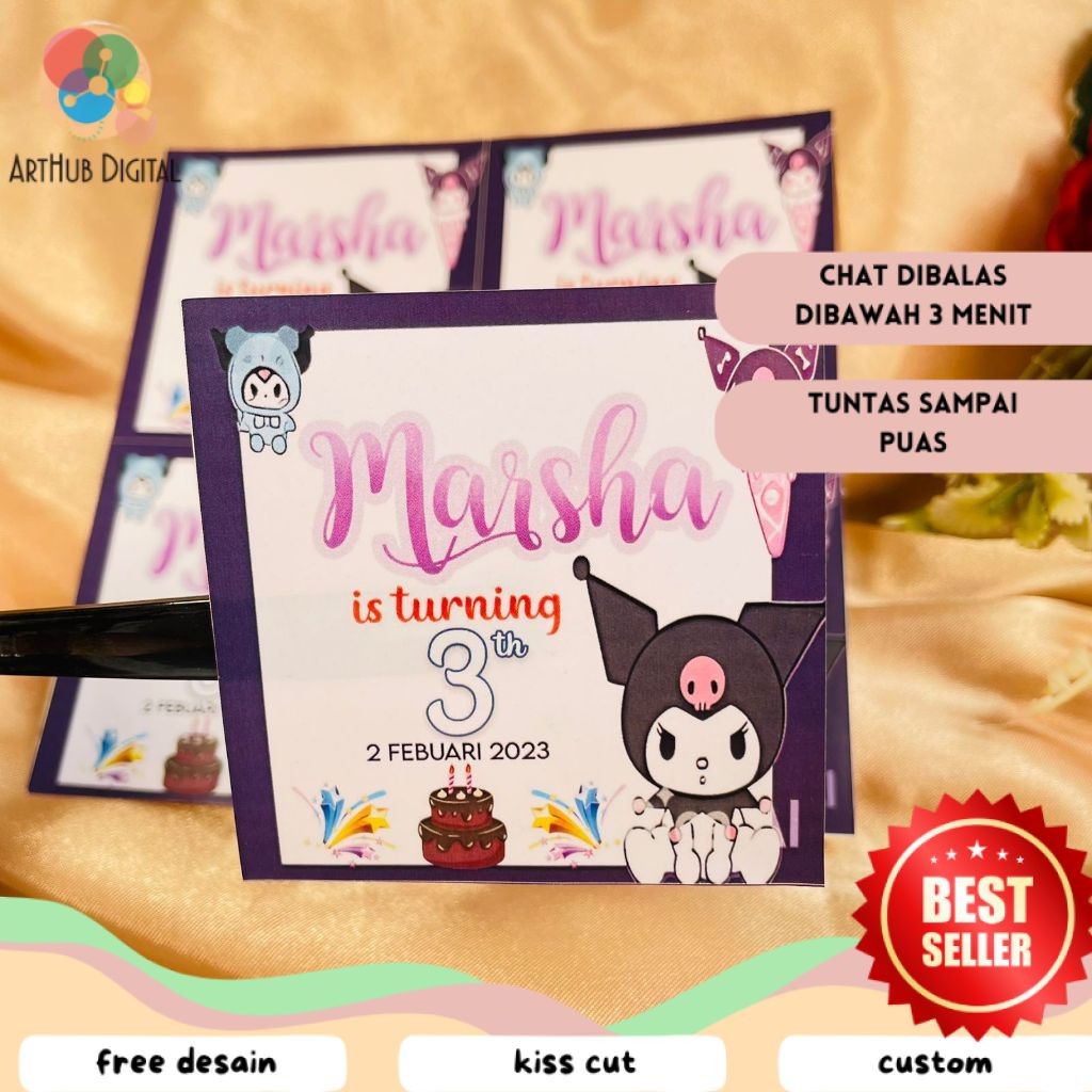 

AHD 2-4 Stiker Ultah Anak Ulang Tahun Label Bentuk Kotak Sticker Ulang Taun Uk.Kecil