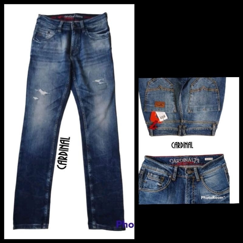 CARDINAL Slim Fit Jeans Original Man's Ripped Jeans || CARDINAL Jeans Sobek Destroyed