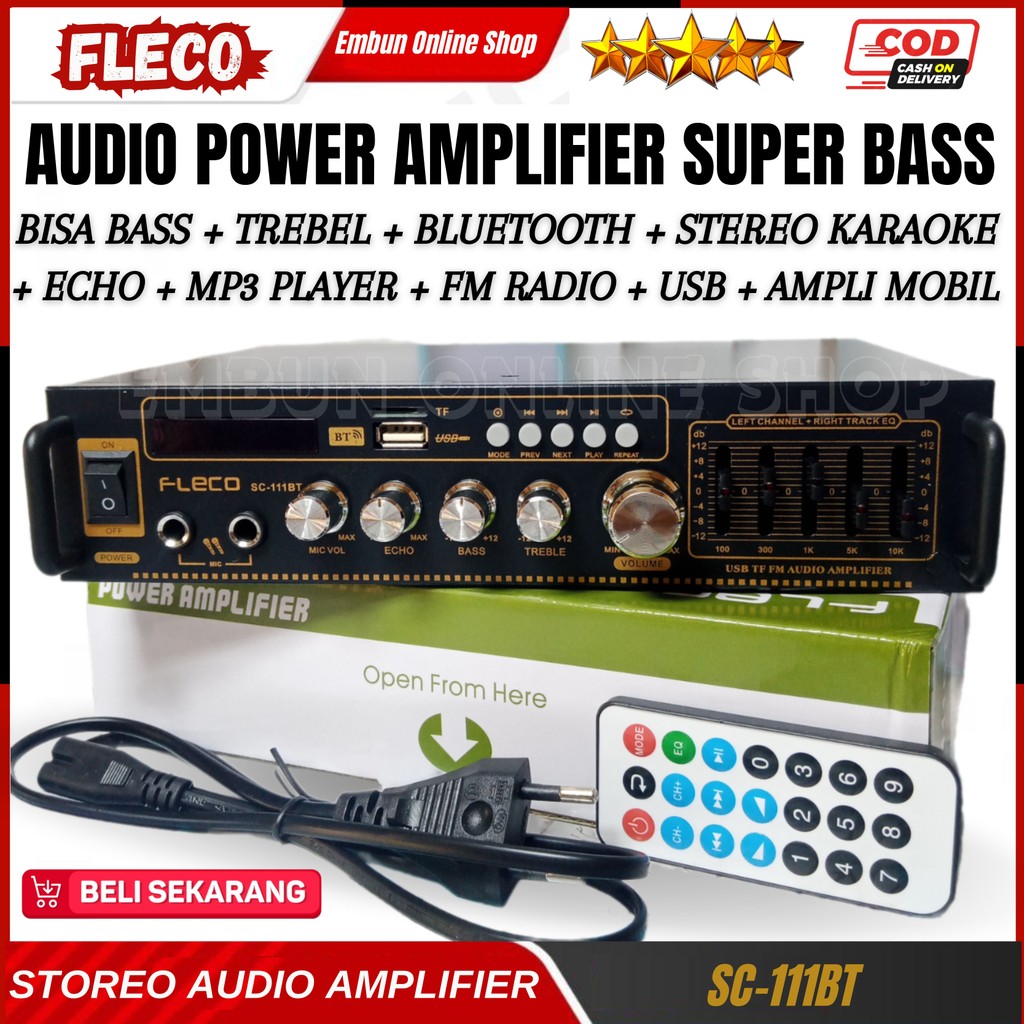 SERBA COD Amplifier Bluetooth Sunbuck Audio Fleco SC-111Bt / Fleco SC-211Bt BISA BASS + TREBEL + BLU