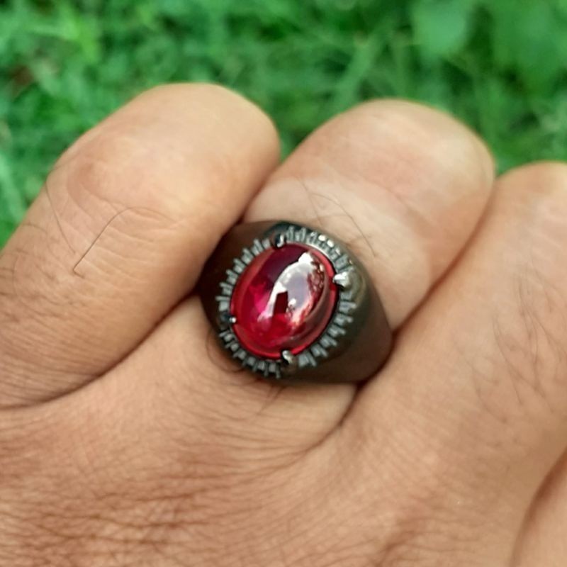 Cincin Batu Merah Siam Asli Super Keren