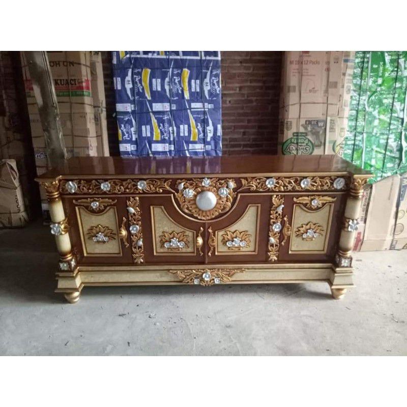 Bufet tv bulan kayu jati bufet ukir asli Jepara / meja tv kayu jati terlaris