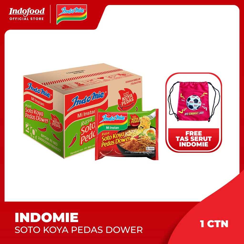 

CTN - Indomie Rasa Soto Koya Pedas Dower 76 Gr Free Tas Serut Indomie