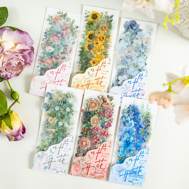 

20 Sheet Flowers PET Plant Stickers Package Garden Office Aesthetic Decorative School Stationery Supplies Handbook Scrapbooking