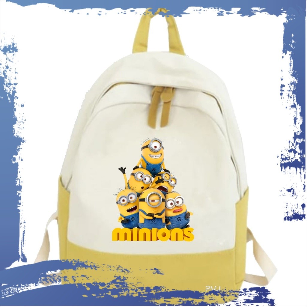 SYADZI Terbaru Tas Sekolah Anak Perempuan Laki Laki SMP SMA Kuliah Ransel Original Backpack Minion F