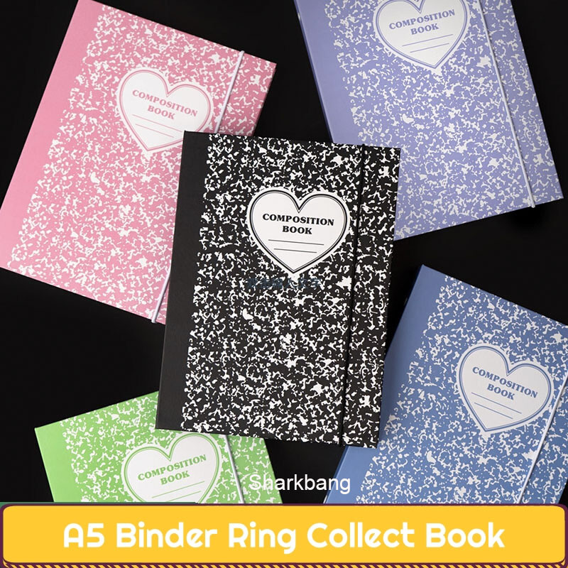 Sharkbang A5 Binder Ring Hard Cover Composition Collect Book Journal Refills Loose Leaf Bandage Post