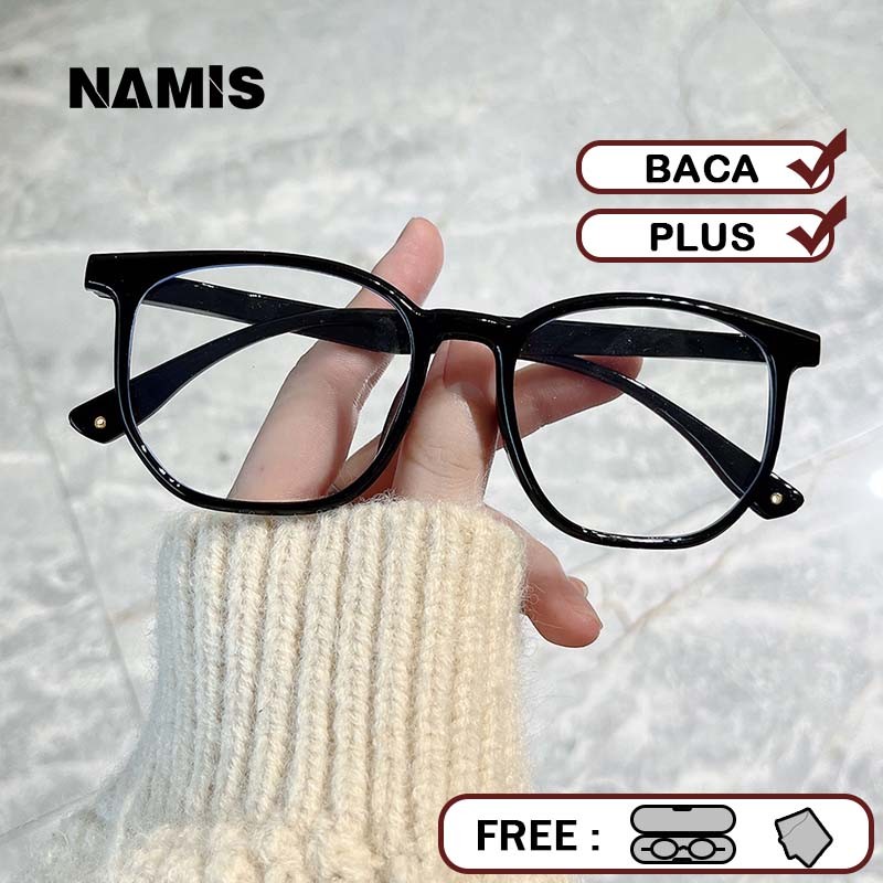 Namis Kacamata Baca Plus Wanita Pria Besar Frame Anti Radiasi Blueray Kaca Mata Optik 5004