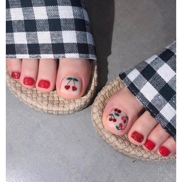 Kuku Palsu Kaki Dan Lem Toe Fake Nail Art 24pcs 847