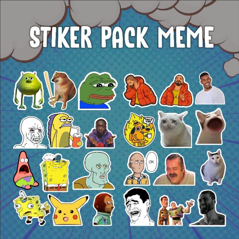 Stiker Pack Meme 20pcs Stiker Lucu Whatsapp Meme
