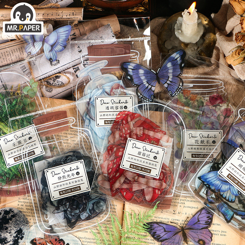 

Mr.paper 6 Styles 20 Pcs Periodical Washi Stickers Book for Kids Gift DIY Scrapbooking Decals Diary Ablum Stationery