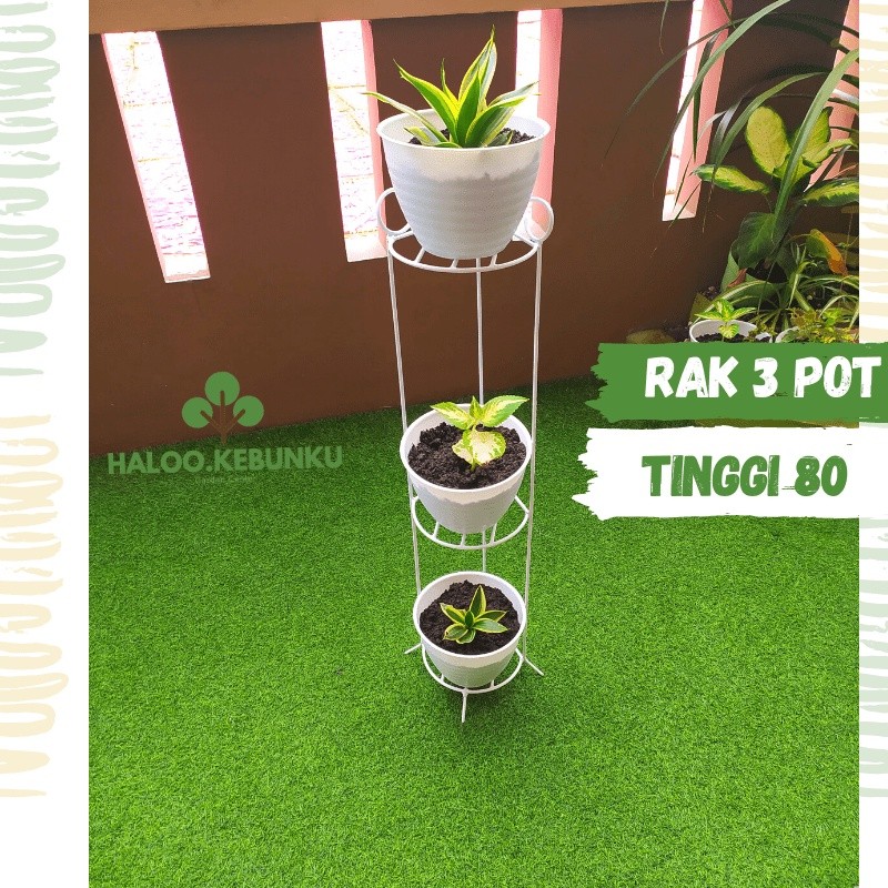 HK Rak Pot Bunga Sudut Bahan Besi model Siku 3 Susun tinggi 80cm
