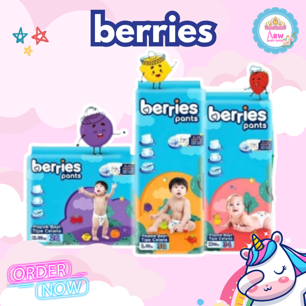 BISA COD Berries Pants Popok Bayi Sekali Pakai Tipe Celana Size M L XL UNISEX | AWB BABY SHOP lkh7
