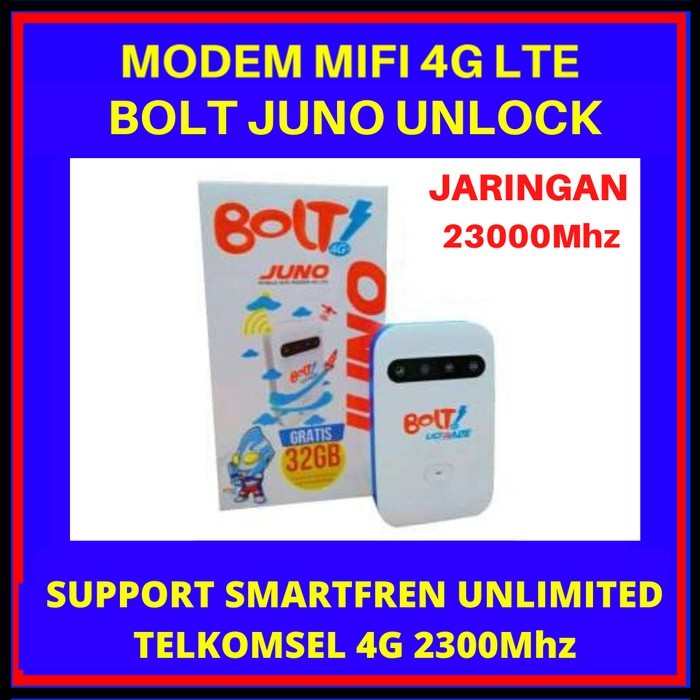 Modem Wifi 4G Bolt JUNO UNLOCK Telkomsel Smartfren By.u 2300Mhz Free Perdana