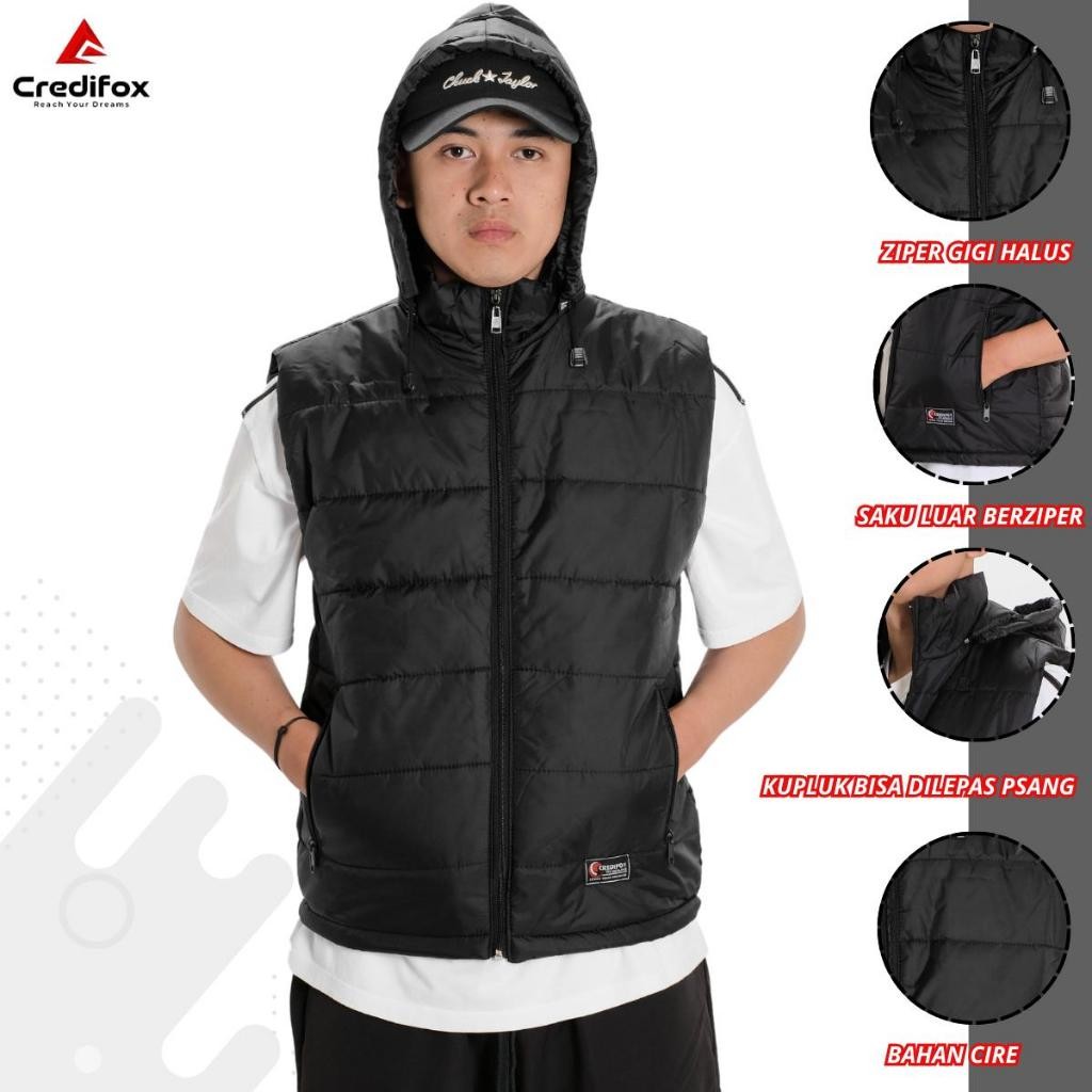 CREDIFOX Vest rompi pria / fest rompi / rompi gelembung dan topi / rompi vest pria / vest gelembung 