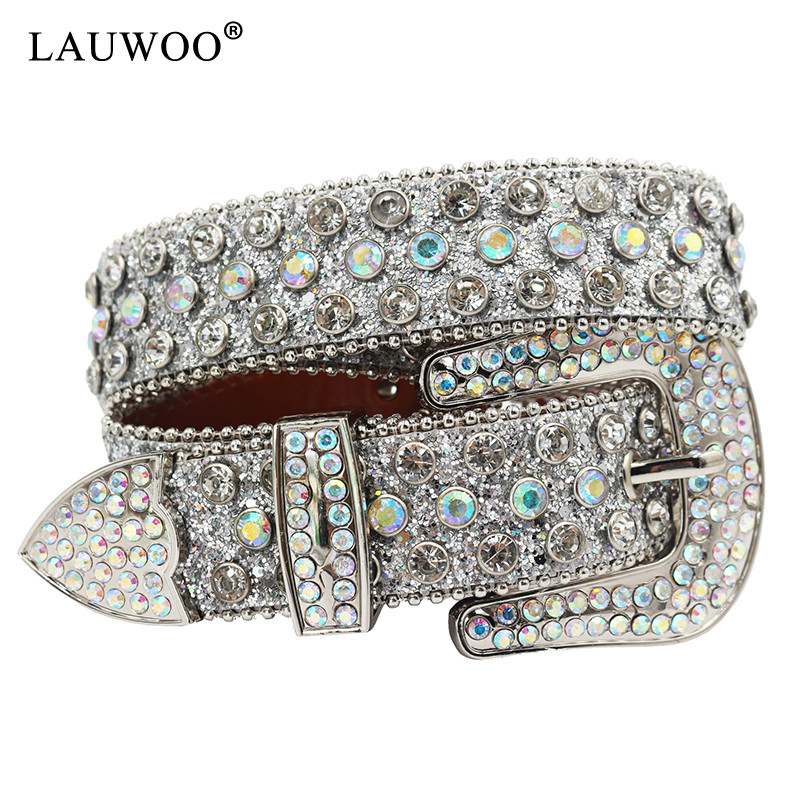 Luxury Studded Diamond Cinturon De cuero para hombre Cowboy for Jeans Accessories Strap Belts Rhines