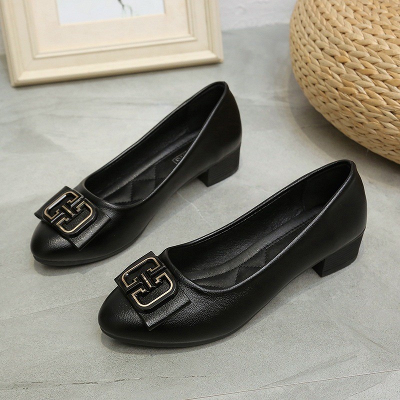 Sepatu Flat Shoes Wanita Hak Sepatu Bahan Jelly Mules Hak Tahu Sepatu Kerja  TG1597
