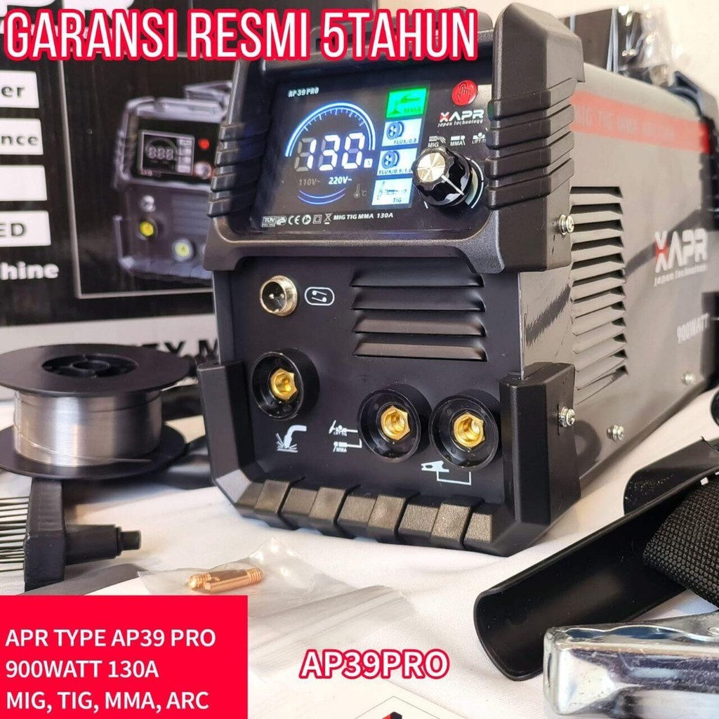 mesin las APR AP39PRO MIG TIG MMA ARC 130A 900WATT garansi full bonus welding machine